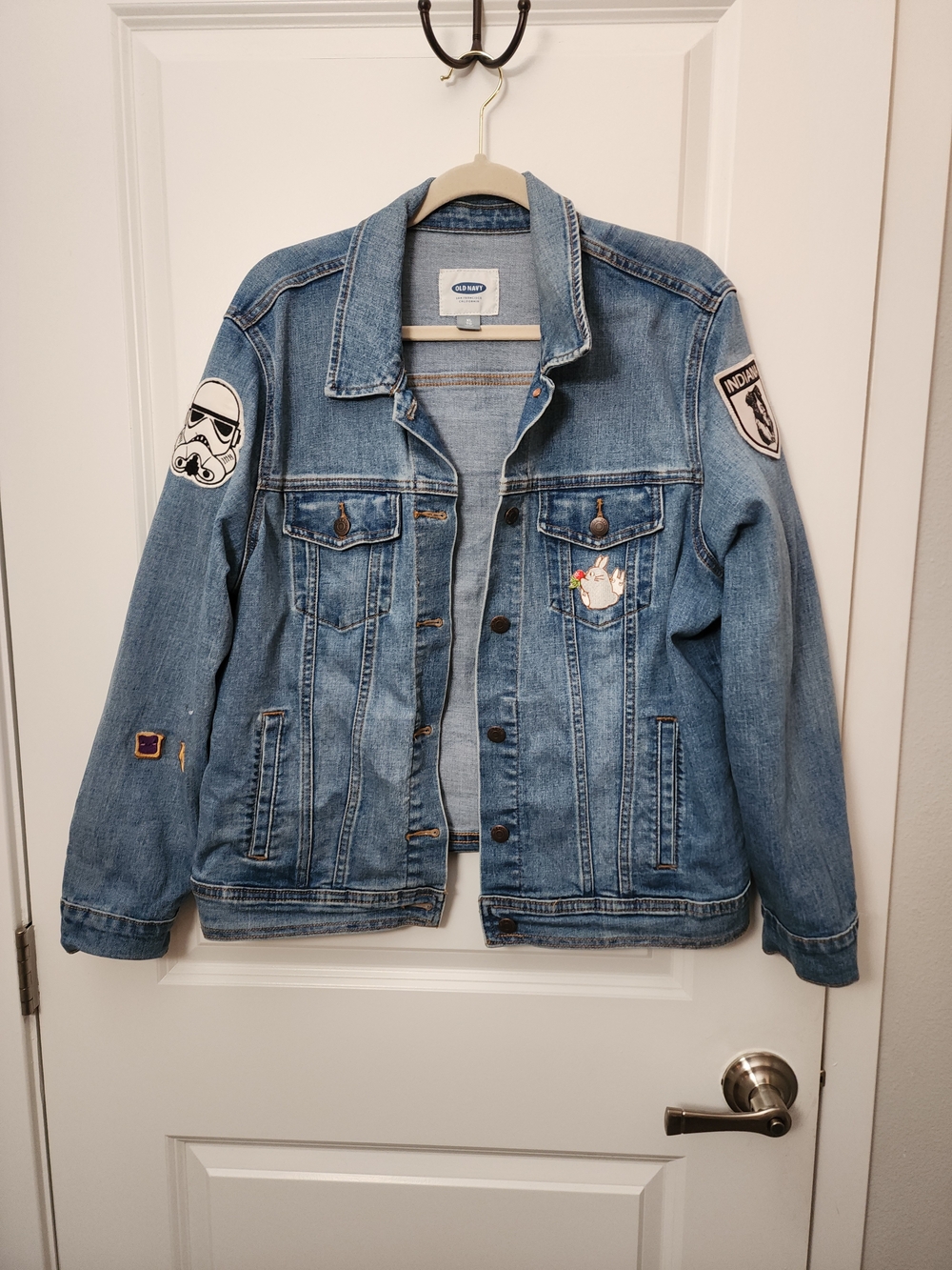 Old Navy Blue Denim Trucker Jacket with Patch Details